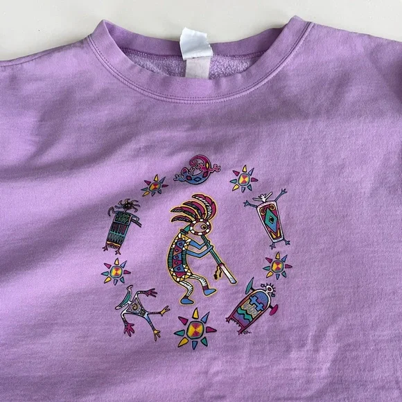 Vintage 90’s Purple Kokopelli Oversized Baggy Graphic Sweatshirt Sz XL - Picture 4 of 12